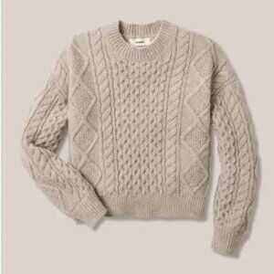 Buck Mason Aplaca Blend Cable Knit Highland Crew Neck Crop Sweater Sz XS